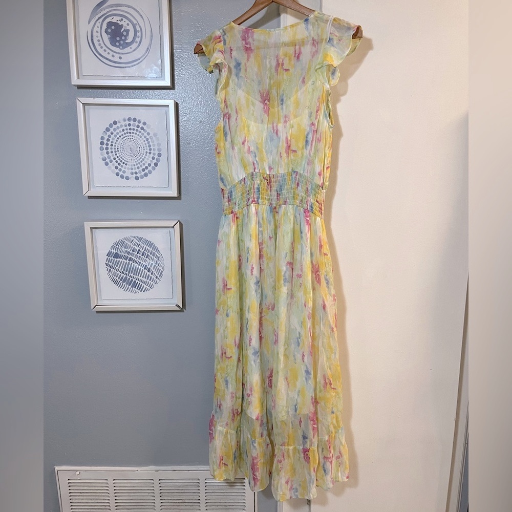 ANTHROPOLOGIE Watercolor Women’s Maxi Dress Smocked Waist Lightweight Size 10 - Picture 8 of 10